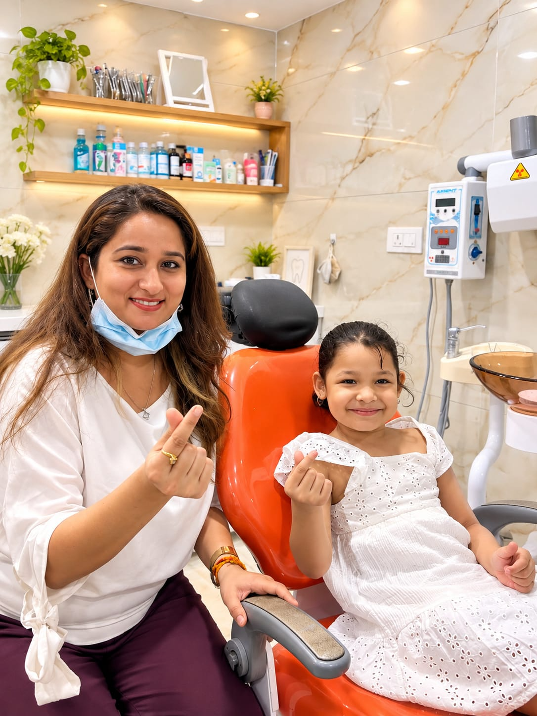 Dr. Tanika Gupta with a smiling young patient at Smile Suite Dental Clinic
